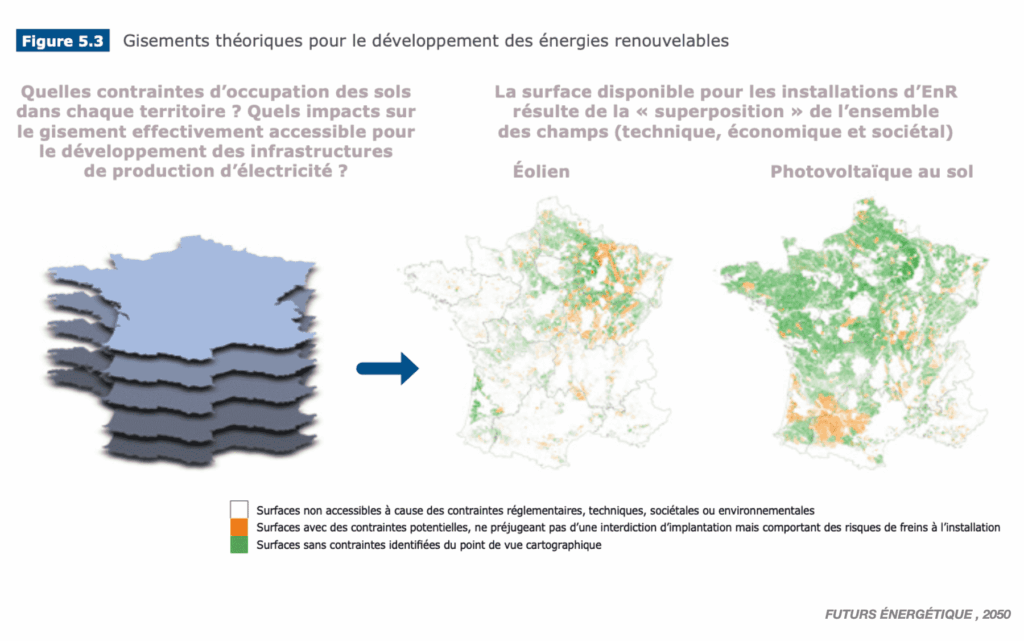 carte représentant les gisements de la france en énergies renouvelables